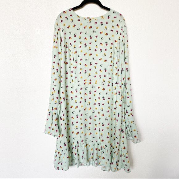 ASOS Fluted Long Sleeve Ruffle Hem Mini Dress Size 14 - Picture 2 of 16